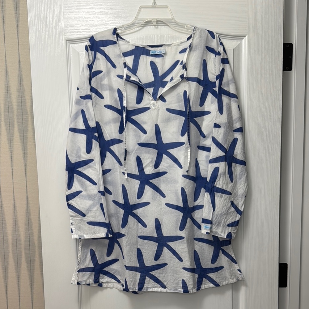 Blue Starfish Print cover up dress by West Indies